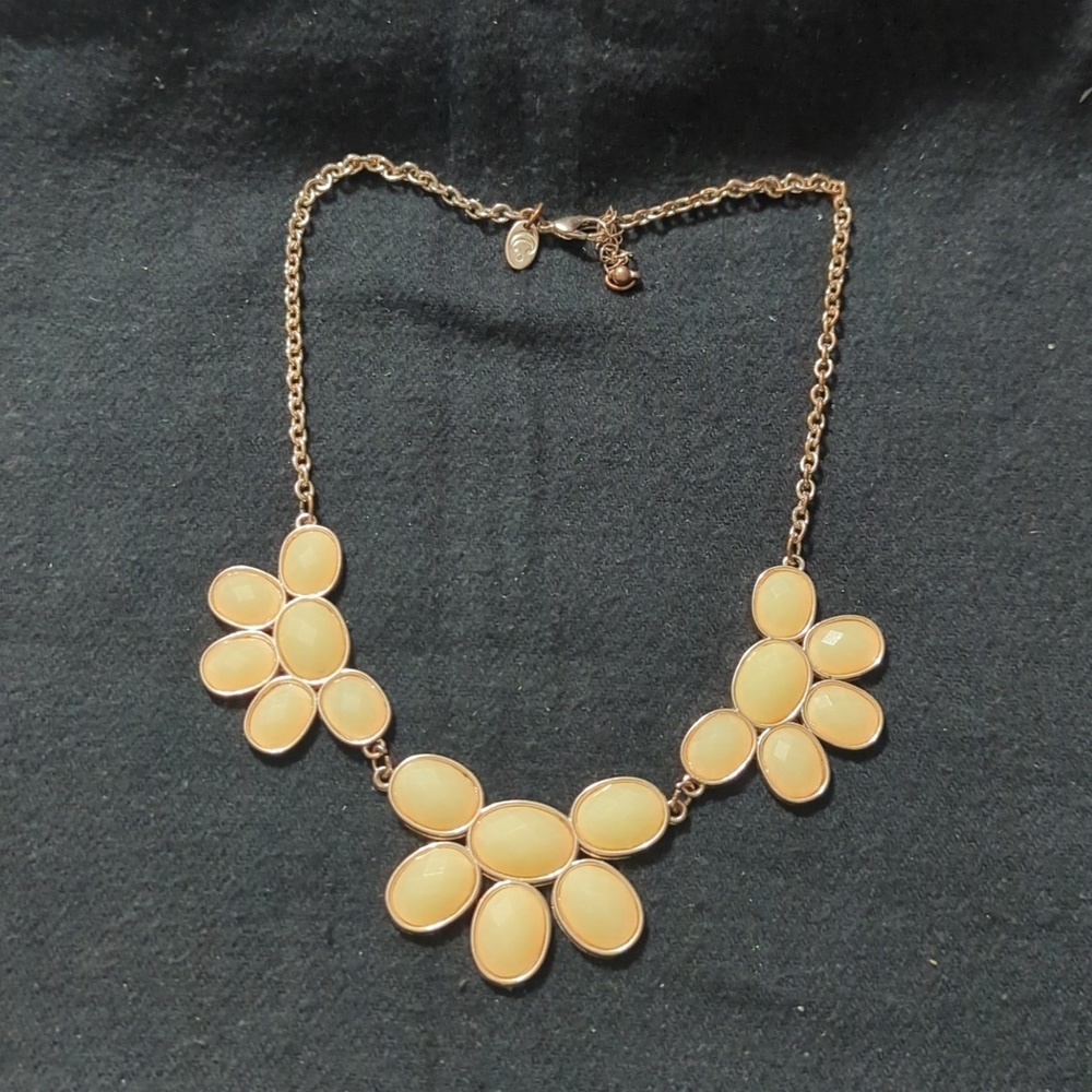 Charming Charlie Gold Tone Peach Faceted Rhinestone Statement Necklace
